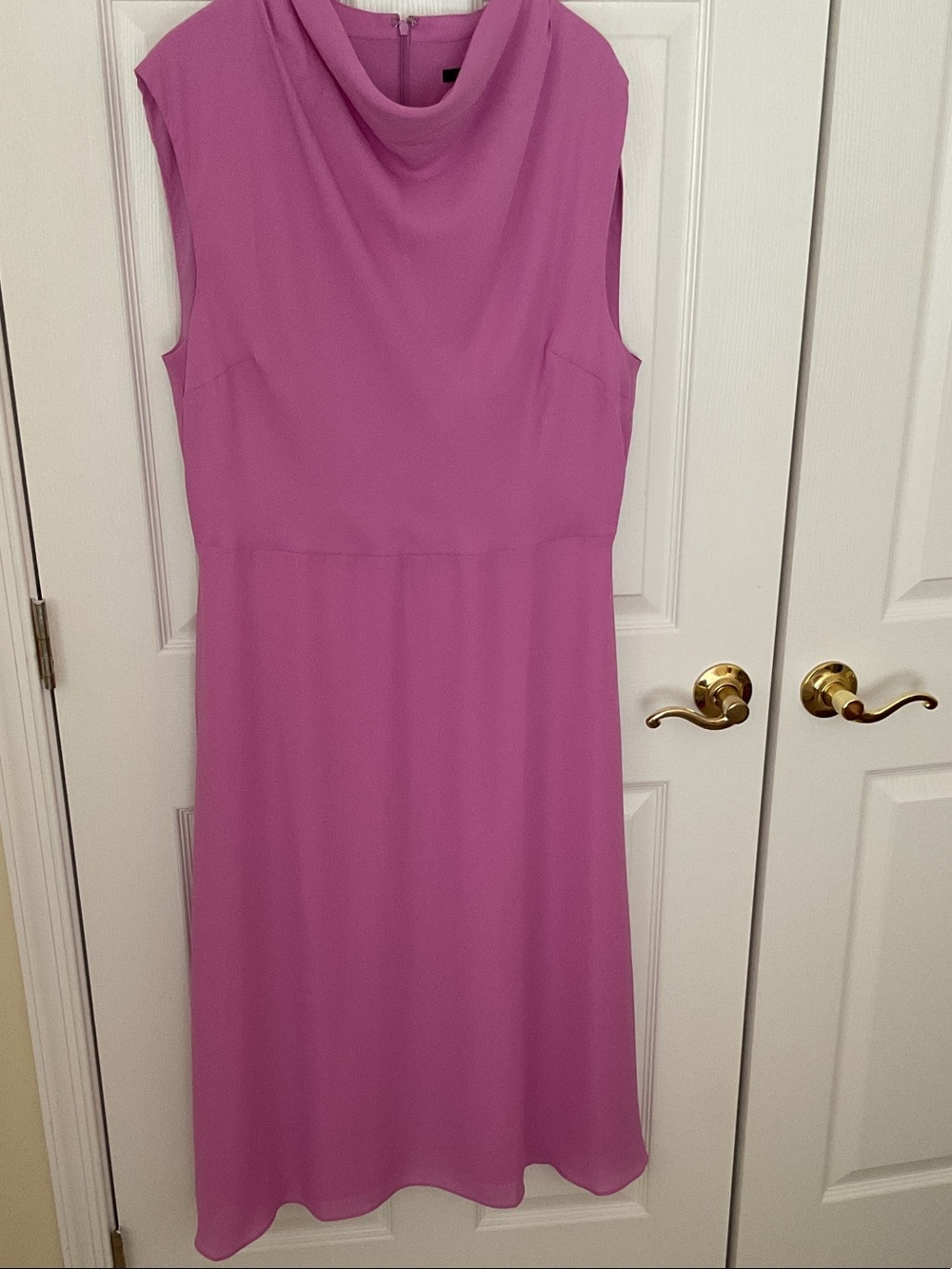 Ann Taylor Sleeveless Cowl Neck Midi Dress in Magenta
